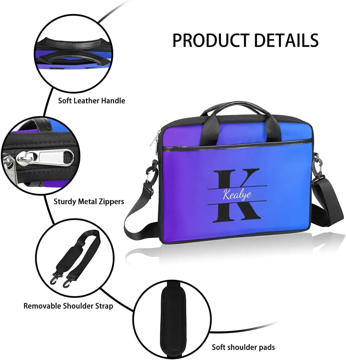Custom Laptop Bag for Women Men Personalized Name 13 14 15.6 inch Laptop Messenger Shoulder Bags