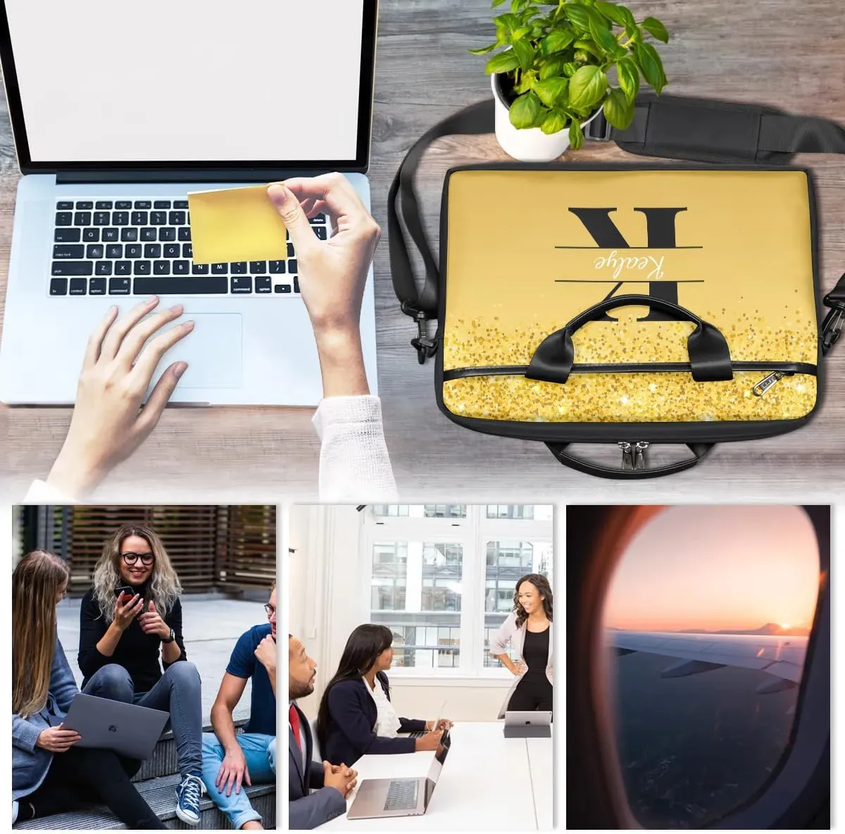 Custom Laptop Bag for Women Men Personalized Name 13 14 15.6 inch Laptop Messenger Shoulder Bags