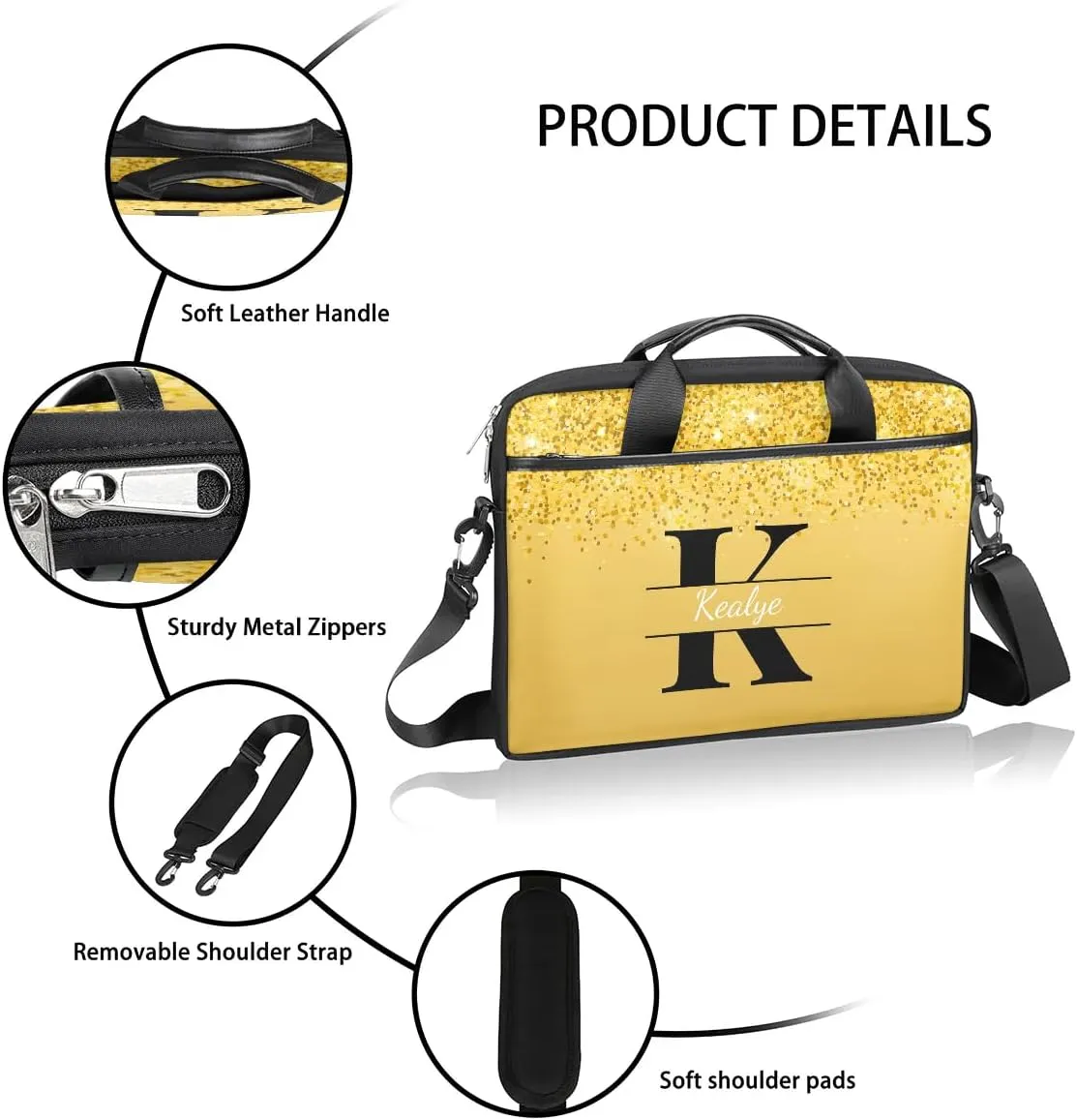 Custom Laptop Bag for Women Men Personalized Name 13 14 15.6 inch Laptop Messenger Shoulder Bags