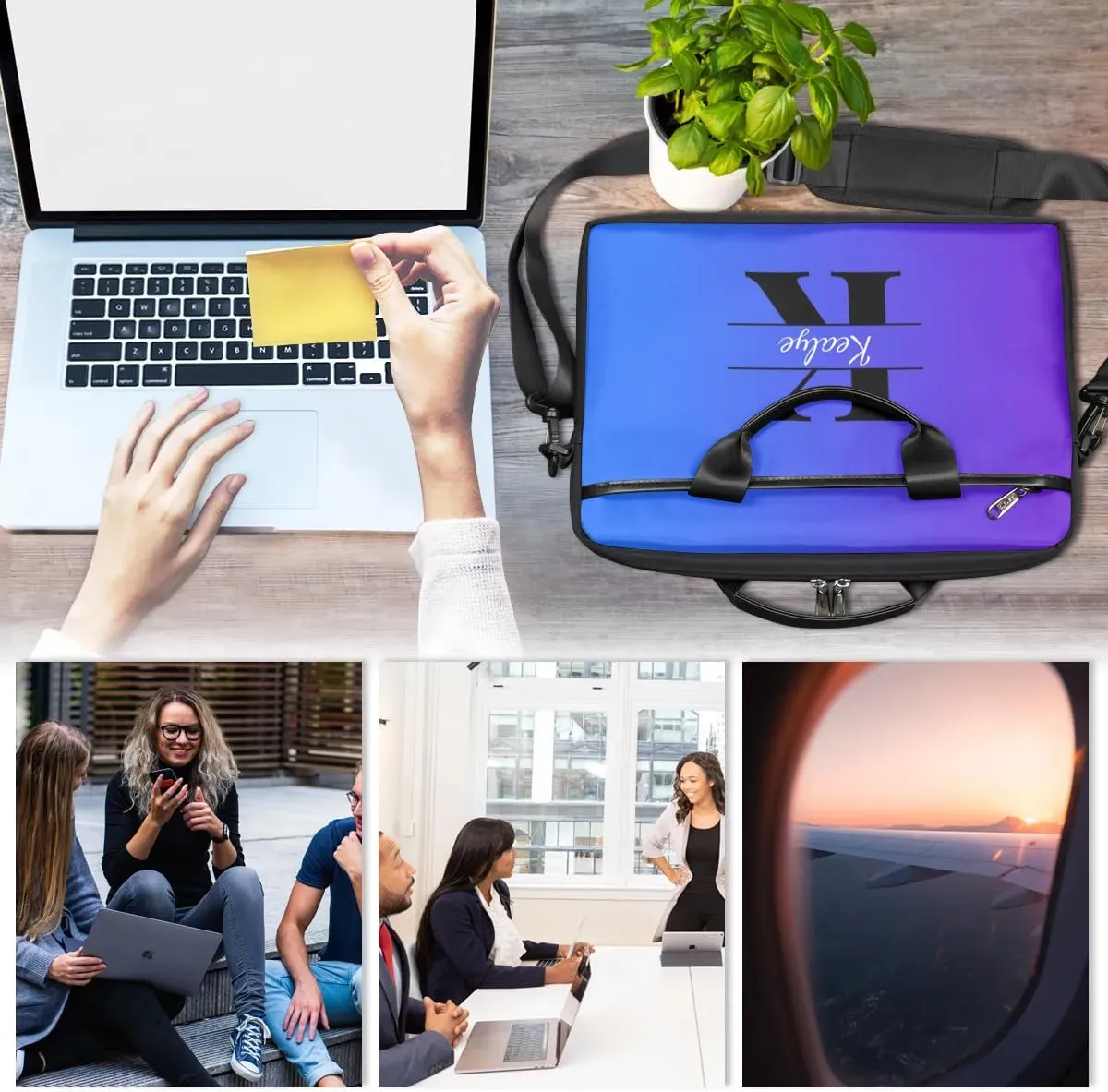 Custom Laptop Bag for Women Men Personalized Name 13 14 15.6 inch Laptop Messenger Shoulder Bags