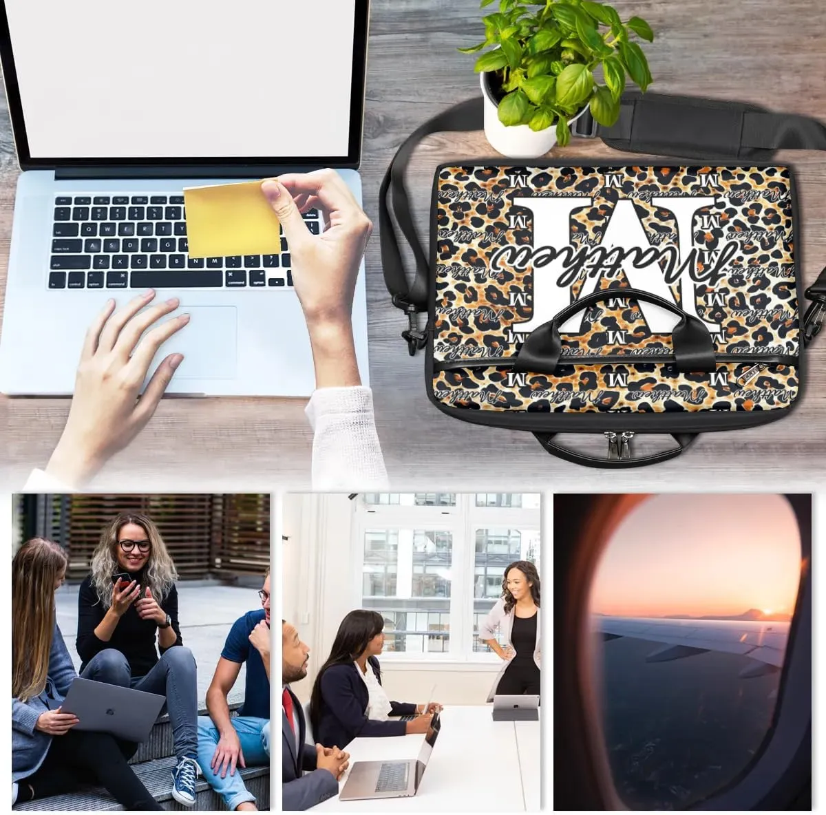 Custom Laptop Bag for Women Men Personalized Name 13 14 15.6 inch Laptop Messenger Shoulder Bags