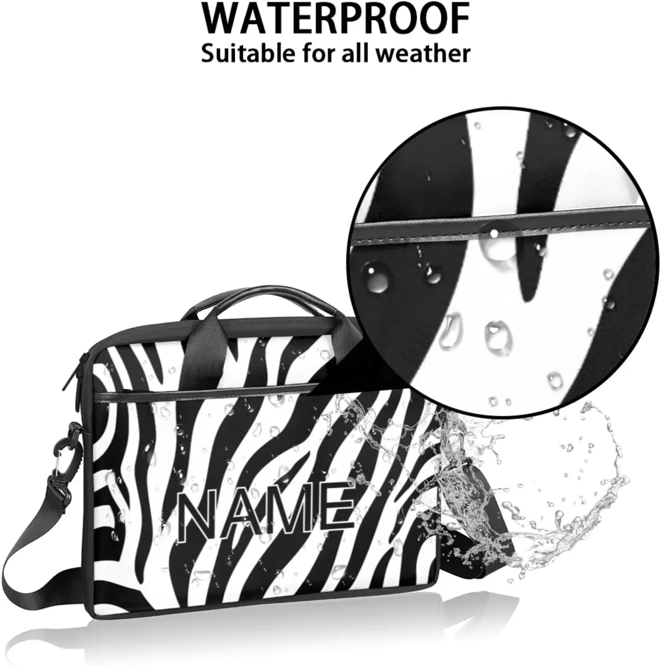 Custom Laptop Bag with Name Personalized 15 Inch Shoulder Computer Bag