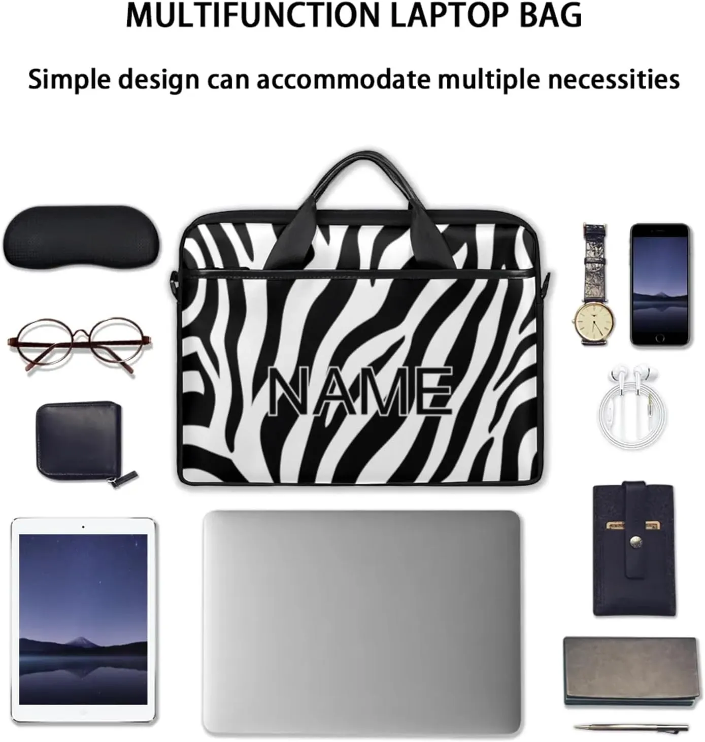 Custom Laptop Bag with Name Personalized 15 Inch Shoulder Computer Bag
