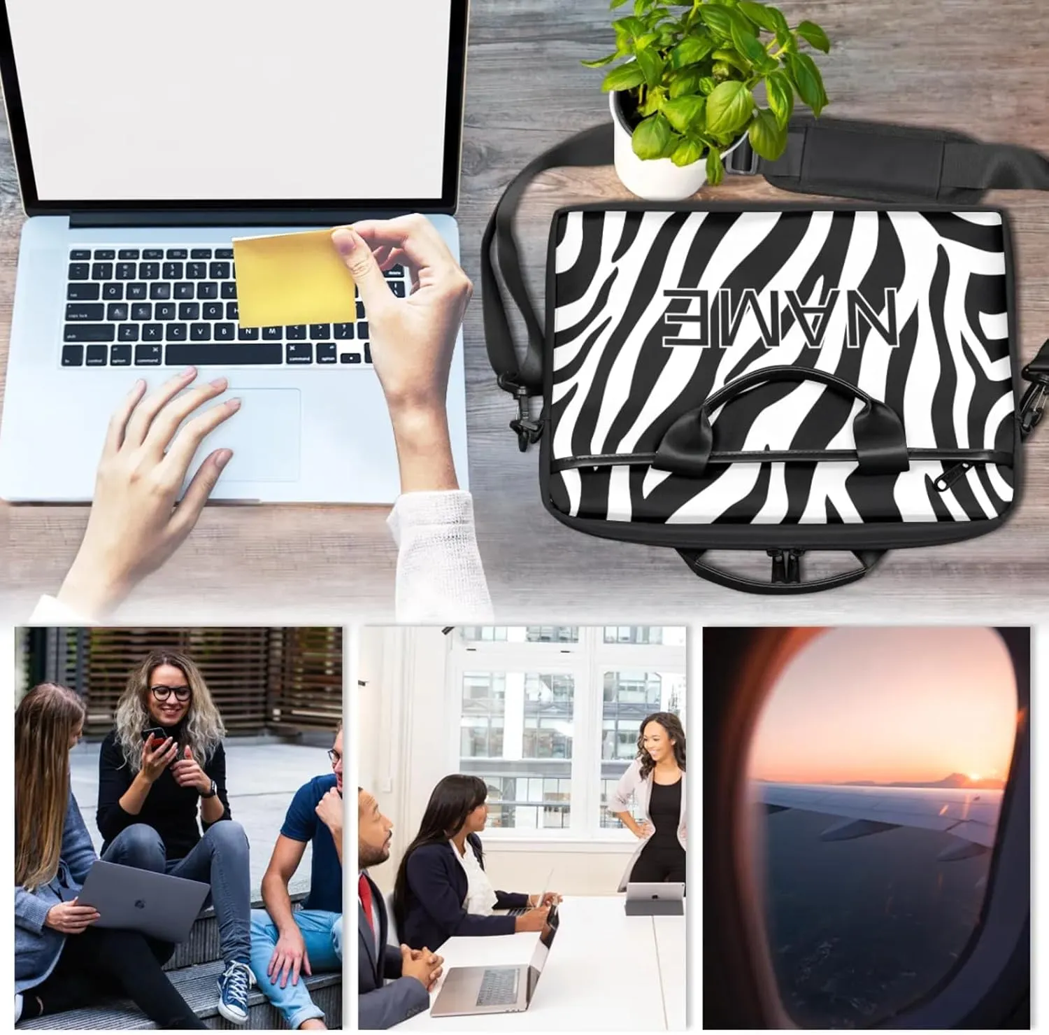 Custom Laptop Bag with Name Personalized 15 Inch Shoulder Computer Bag