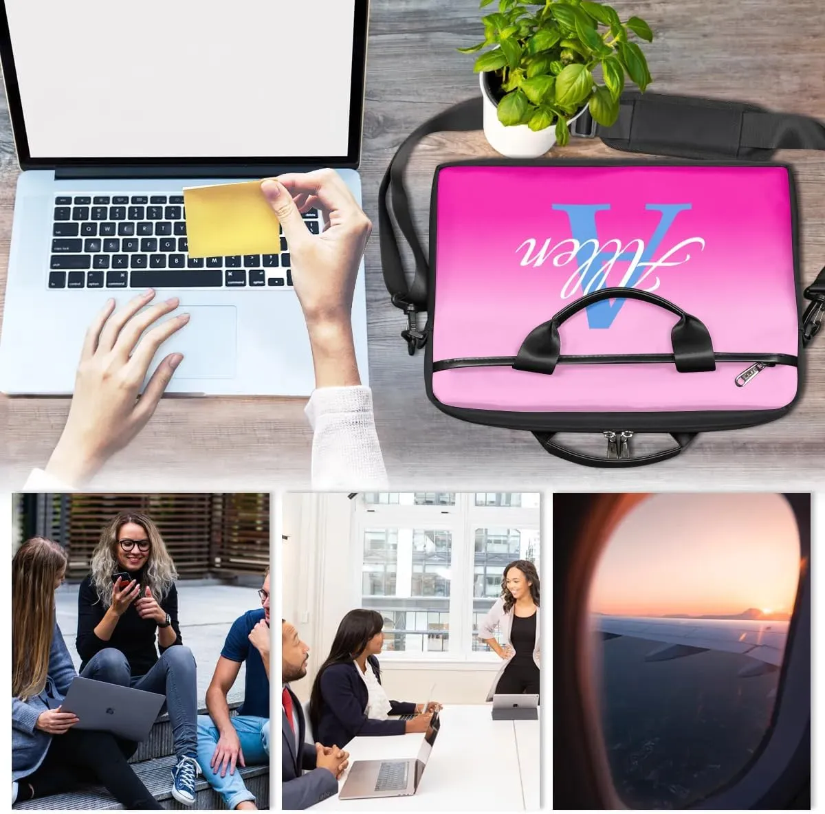 Custom Laptop Bag with Name, Personalized Shoulder Bag for Laptop, Customized Portable Computer Bag for Business (BG)