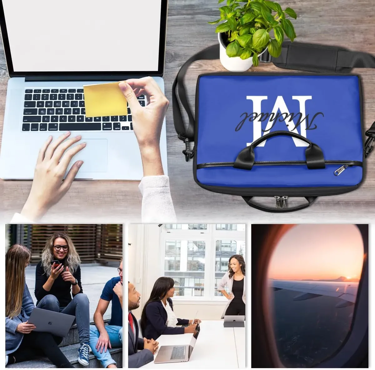 Custom Laptop Bag with Name Personalized Shoulder Bag Lightweight Computer Bag Messenger Bags with Handle