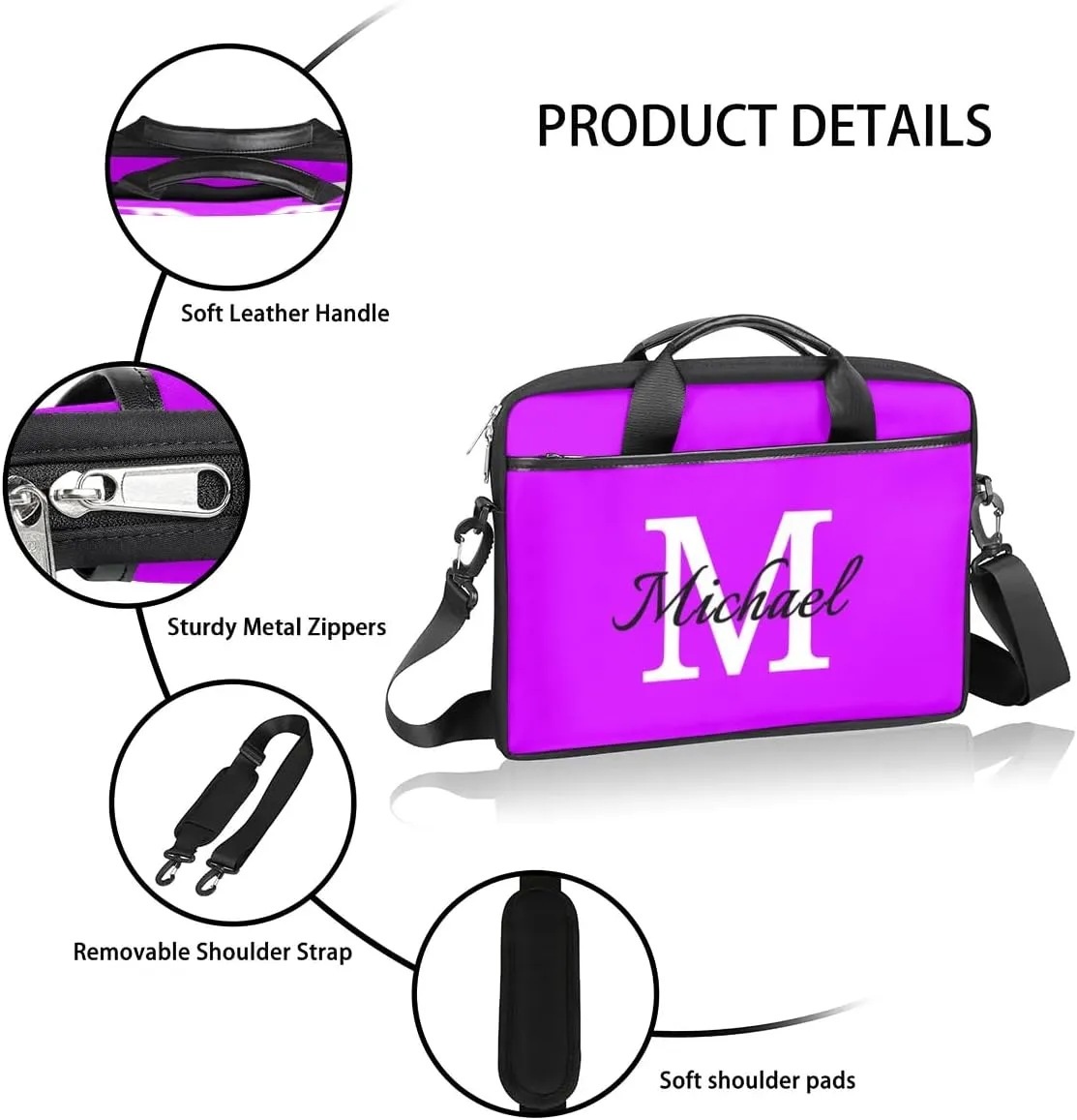 Custom Laptop Bag with Name Personalized Shoulder Bag Lightweight Computer Bag Messenger Bags with Handle