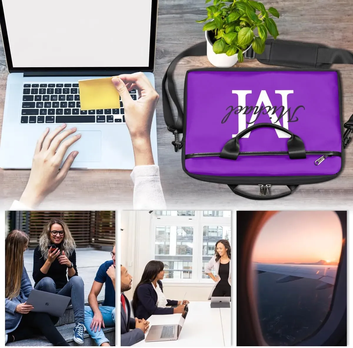 Custom Laptop Bag with Name Personalized Shoulder Bag Lightweight Computer Bag Messenger Bags with Handle