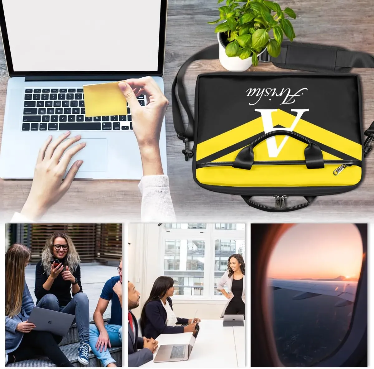 Custom Laptop Bag with Name,Personalized Laptop Shoulder Bag Add Your Own Name,Customized Portable Computer Pocket Case Gifts