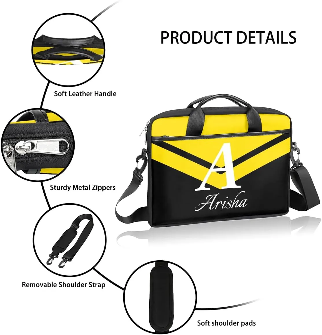 Custom Laptop Bag with Name,Personalized Laptop Shoulder Bag Add Your Own Name,Customized Portable Computer Pocket Case Gifts