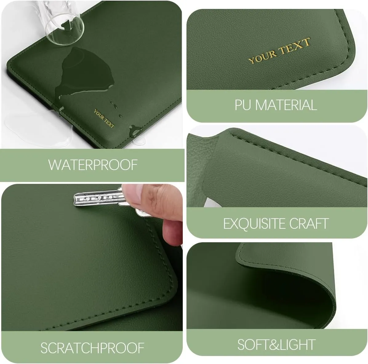 Custom Laptop Sleeve Bag with Engraving Text Name,Personalized 15.6-16" Slim Notebook Computer Sleeve Cover for MacBook Pro 16" A2485 A2780 A2991 A2141 PU Leather Stylish Bag with Small Case& Mousepad