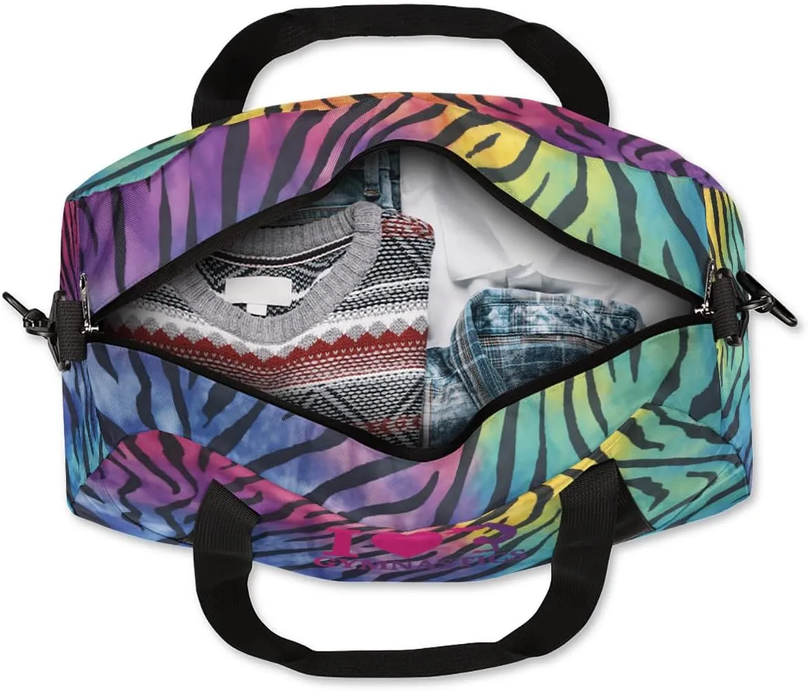 Custom Name Kids Duffle Bag Personalized Text Ballet Dance Sports Bag Waterproof Overnight Weekender Travel Workout Duffel Bag Gymnastics Carry On Bag for Boys Girls Teen Gifts, Color Leopard Print