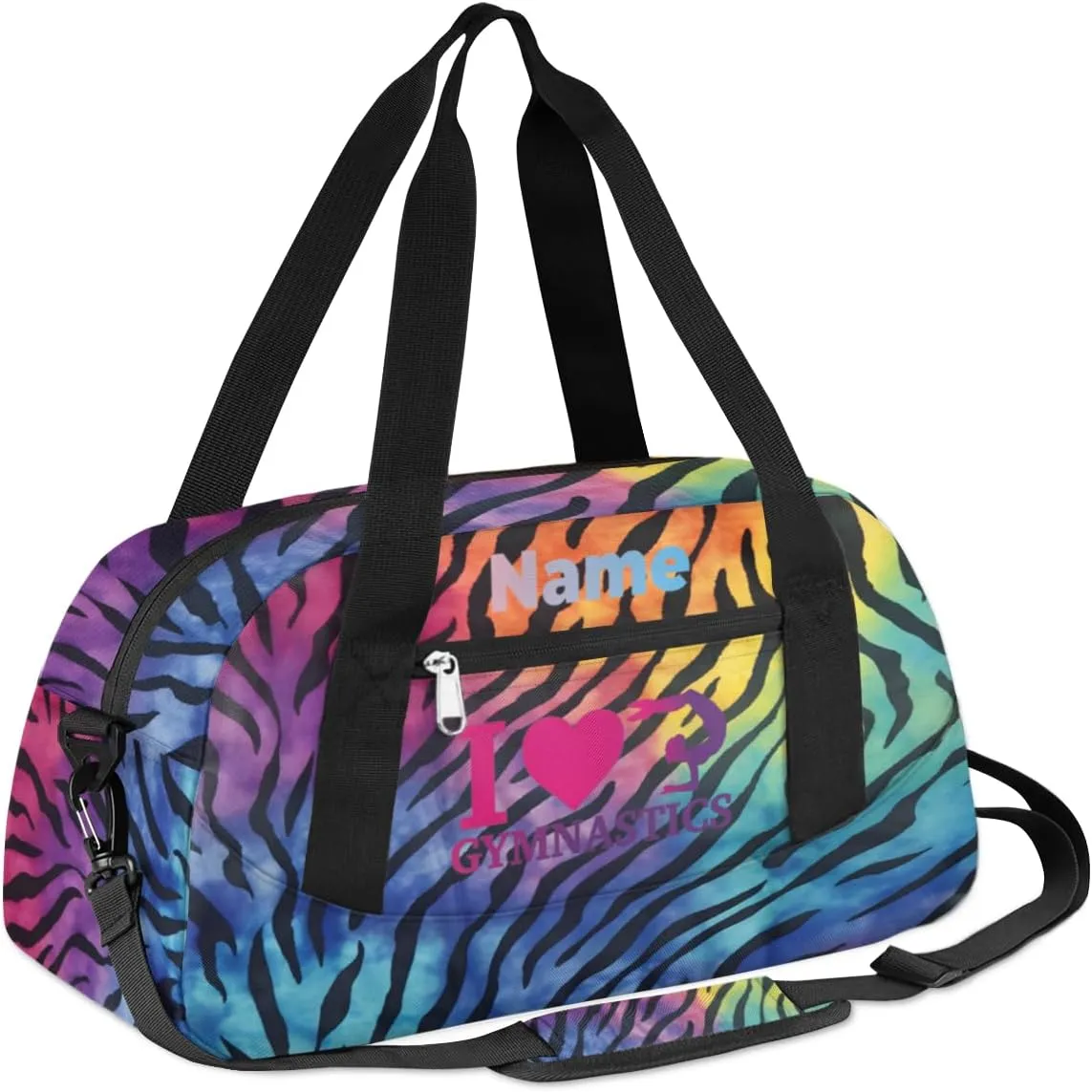 Custom Name Kids Duffle Bag Personalized Text Ballet Dance Sports Bag Waterproof Overnight Weekender Travel Workout Duffel Bag Gymnastics Carry On Bag for Boys Girls Teen Gifts, Color Leopard Print