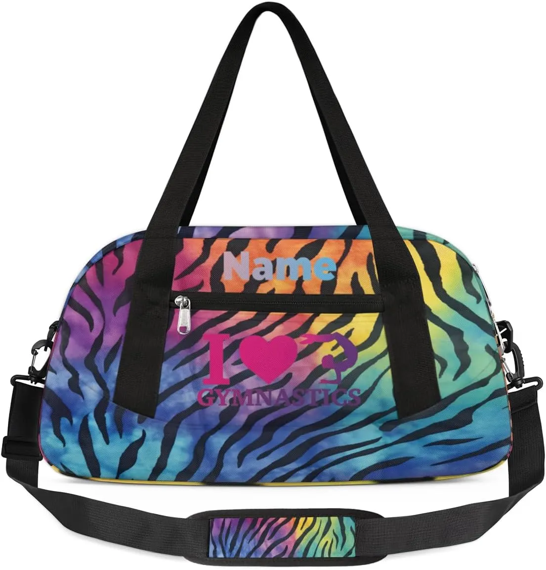 Custom Name Kids Duffle Bag Personalized Text Ballet Dance Sports Bag Waterproof Overnight Weekender Travel Workout Duffel Bag Gymnastics Carry On Bag for Boys Girls Teen Gifts, Color Leopard Print