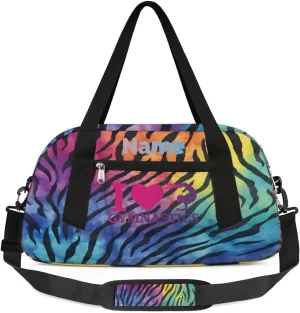 Custom Name Kids Duffle Bag Personalized Text Ballet Dance Sports Bag Waterproof Overnight Weekender Travel Workout Duffel Bag Gymnastics Carry On Bag for Boys Girls Teen Gifts, Color Leopard Print