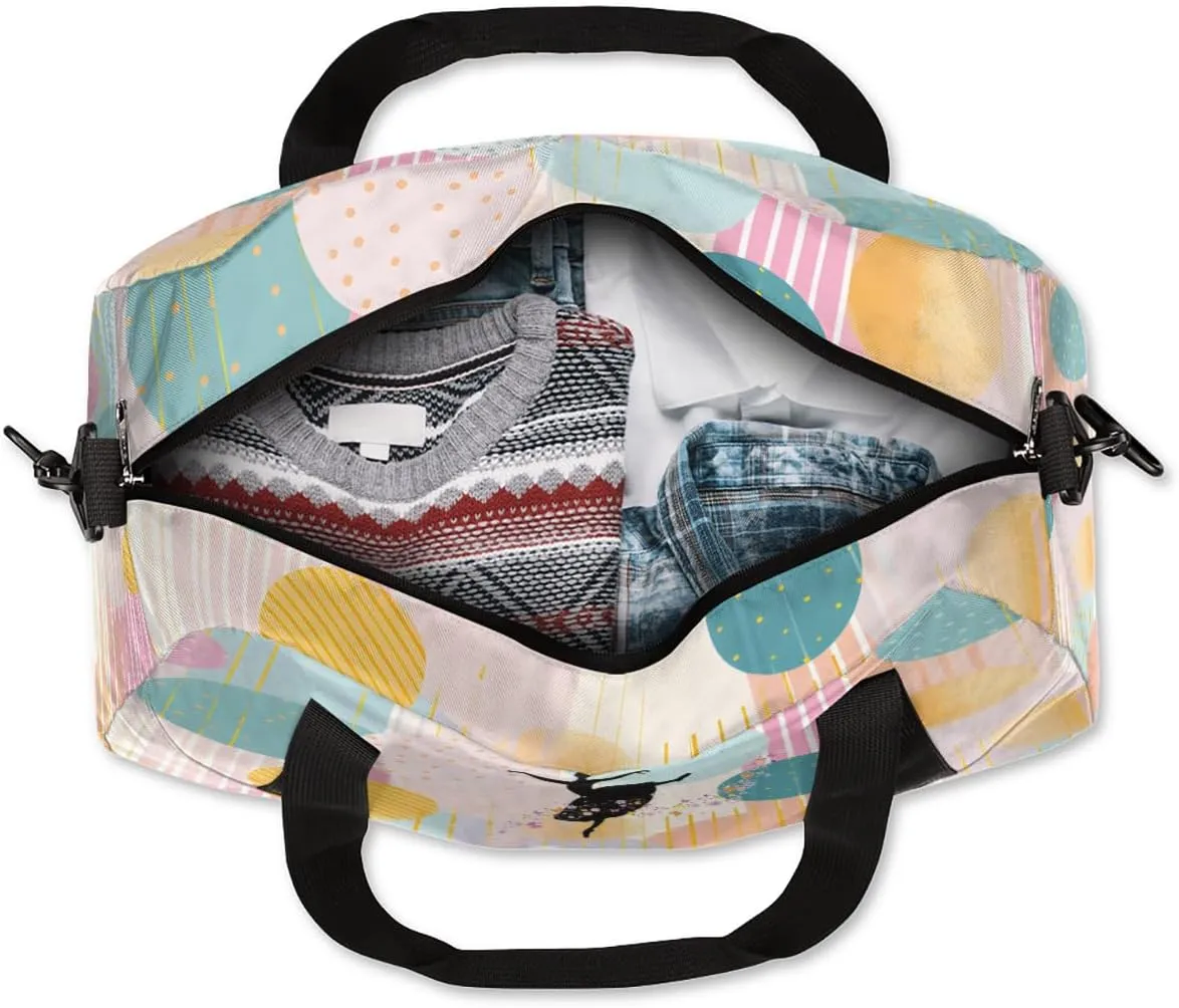 Custom Name Kids Duffle Bag Personalized Text Ballet Dance Sports Bag Waterproof Overnight Weekender Travel Workout Duffel Bag Gymnastics Carry On Bag for Boys Girls Teen Gifts, Colorful Dot