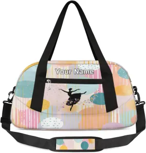 Custom Name Kids Duffle Bag Personalized Text Ballet Dance Sports Bag Waterproof Overnight Weekender Travel Workout Duffel Bag Gymnastics Carry On Bag for Boys Girls Teen Gifts, Colorful Dot