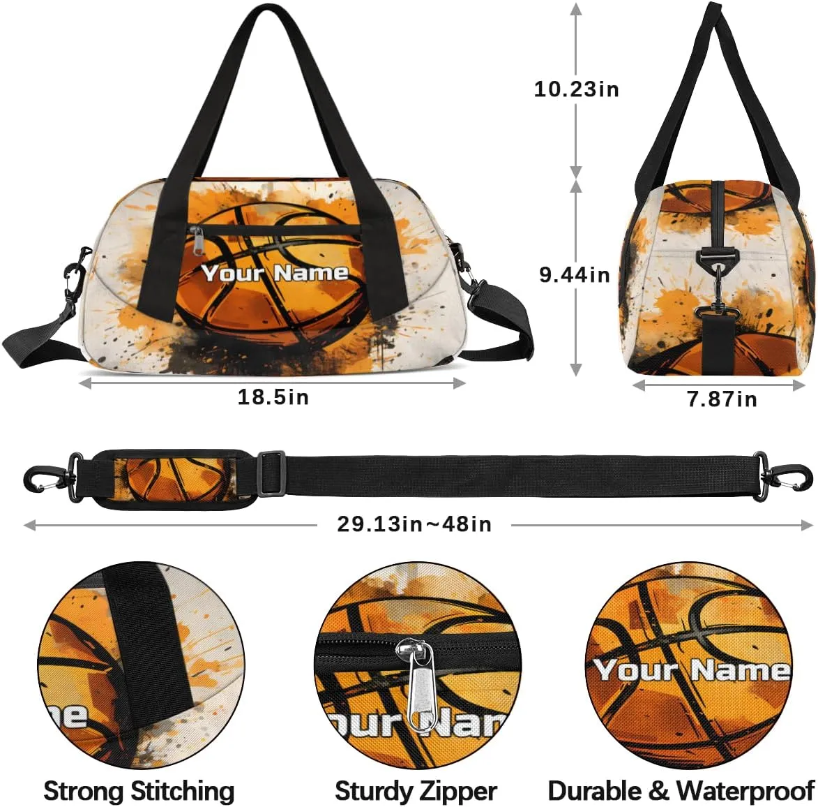 Custom Name Kids Duffle Bag Personalized Text Dance Gym Sports Bag Waterproof Overnight Weekender Travel Bag Carry School Basketball Practice Bag for Little Boys Girls Teen Gifts
