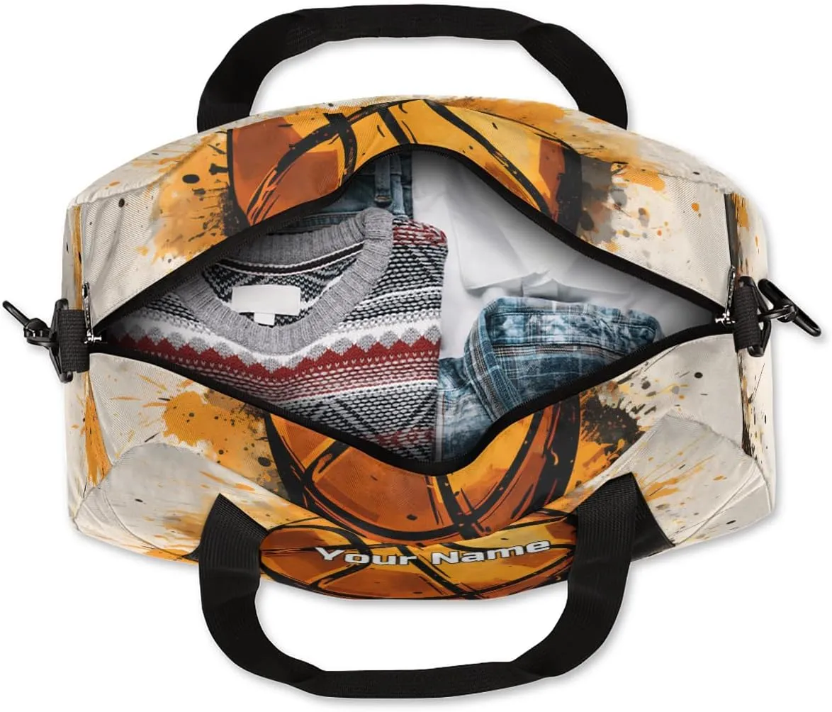 Custom Name Kids Duffle Bag Personalized Text Dance Gym Sports Bag Waterproof Overnight Weekender Travel Bag Carry School Basketball Practice Bag for Little Boys Girls Teen Gifts