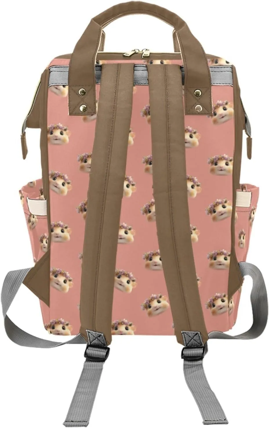 Custom Name Mommy Diaper Bag, Personalized Waterproof Backpack, Large Capacity, Multifunctional, Hamster and Guinea Pig Design, Functional and Fashionable Mommy Bag for Moms