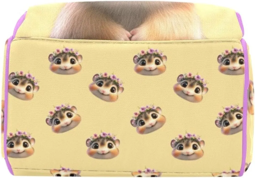 Custom Name Mommy Diaper Bag, Personalized Waterproof Backpack, Large Capacity, Multifunctional, Hamster and Guinea Pig Design