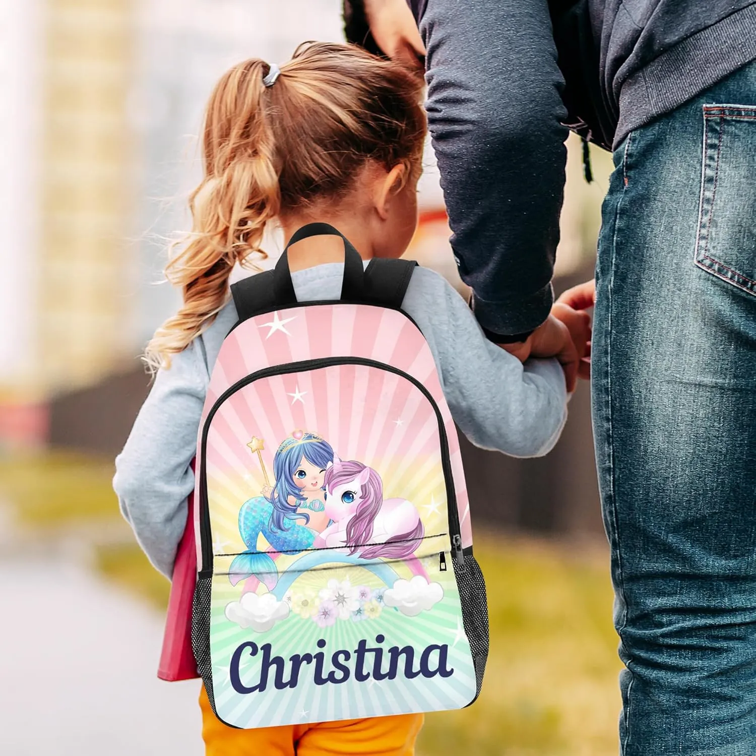 Custom Personalized Mermaid Backpack for Girls - School Lunch Box Included, Perfect for Primary Students