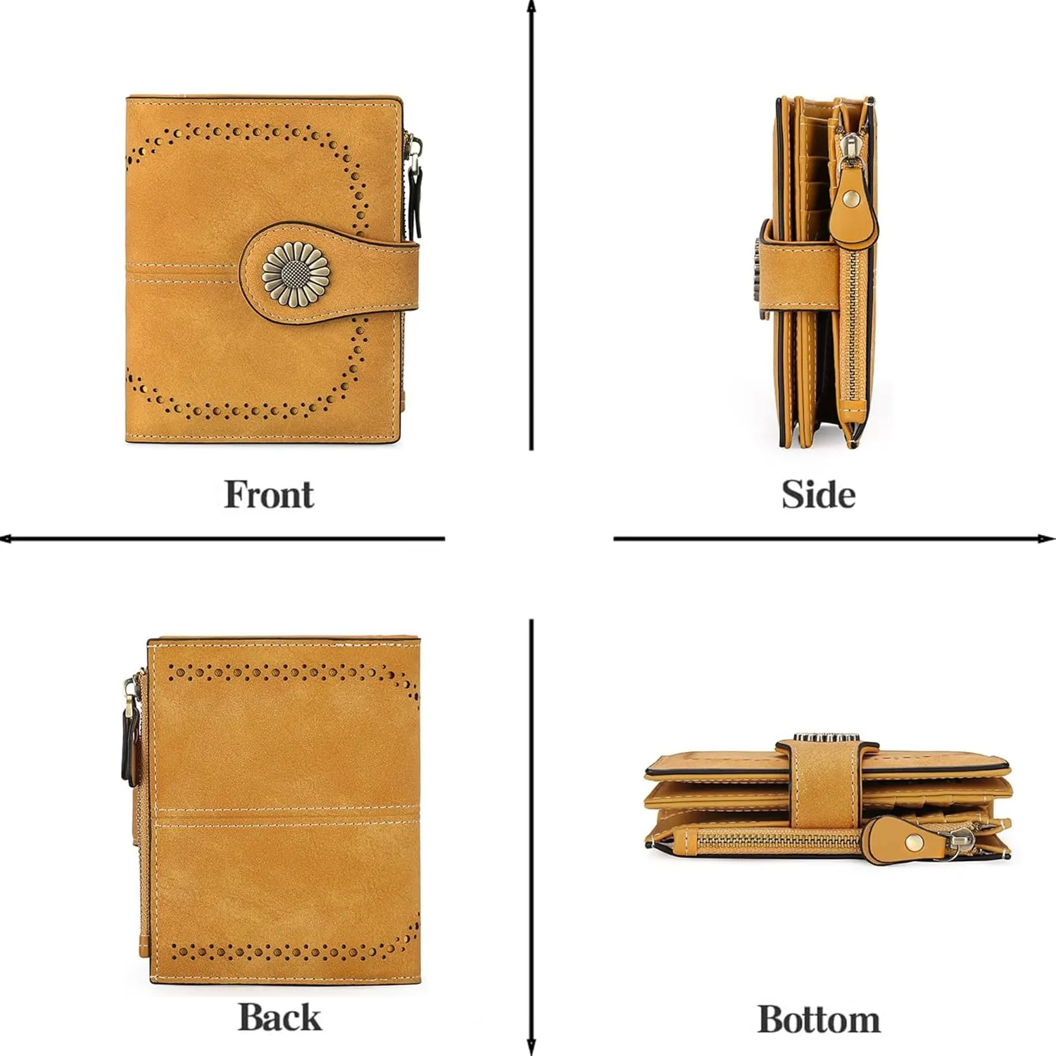 Custom Small Wallet,Engraved Name Wallets with RFID Blocking Clutch Purse Bifold Credit Card Holder for Women (Genuine Leather, Frosted-Tan)