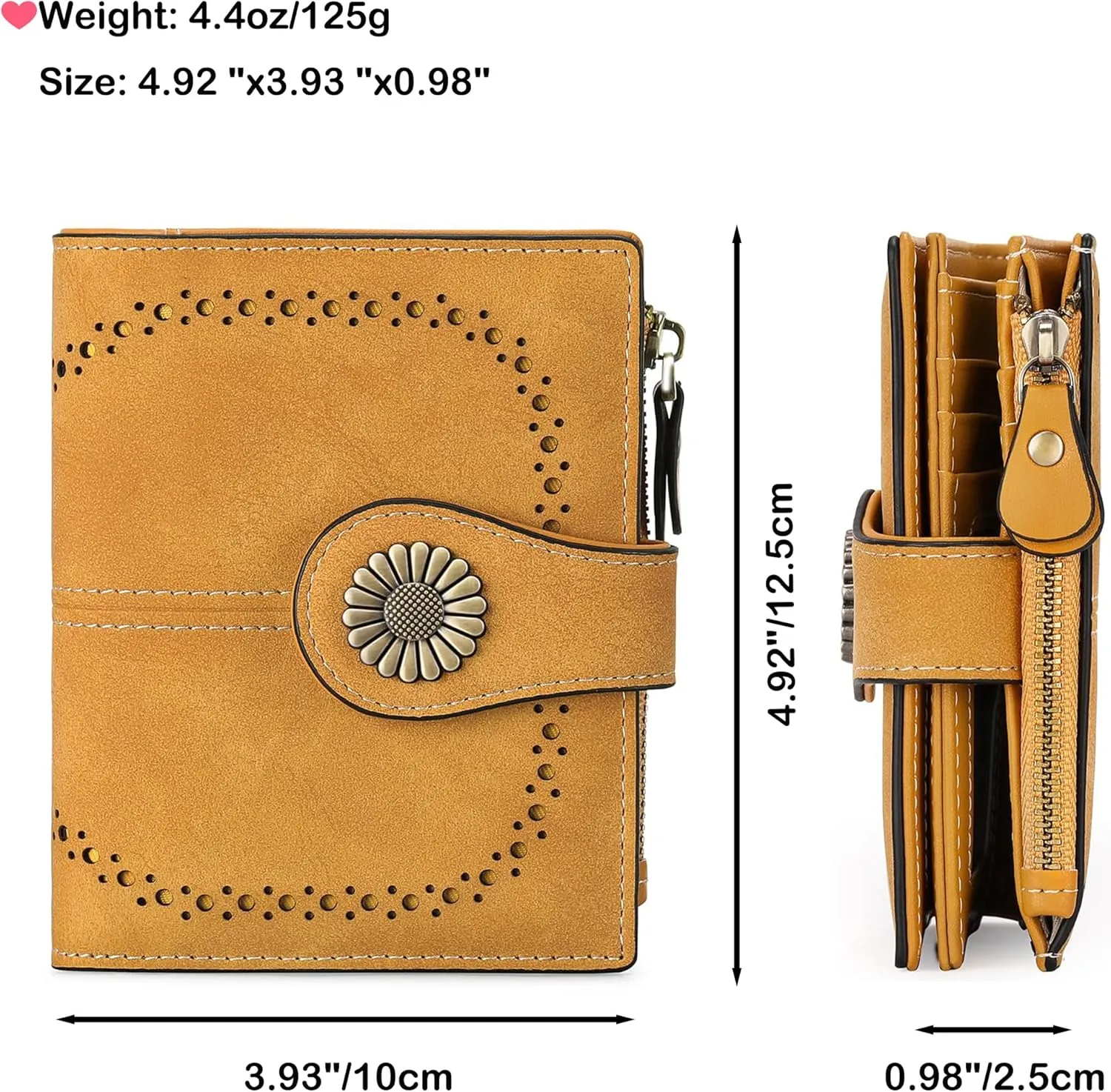 Custom Small Wallet,Engraved Name Wallets with RFID Blocking Clutch Purse Bifold Credit Card Holder for Women (Genuine Leather, Frosted-Tan)