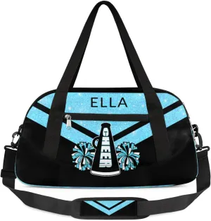 Custom Your Name Glitter Horn Pompom Personalized Text Gym Duffle Bag for Kids,Sports Bag for Teens Boys & Girls Small Waterproof Overnight Weekender Carry School Practice Travel Bag