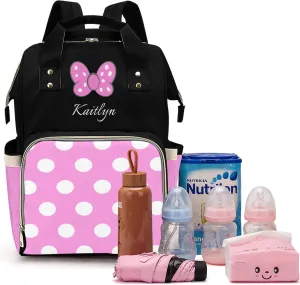 Customizable Large Capacity Diaper Bag Personalized Name, Waterproof Multi-Function Mommy Bag with Thermal Pockets for Girls and Boys