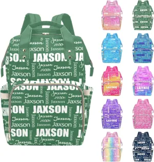 Customized Name Diaper Bag for Mom, Personalized Monogram Diaper Backpack for Mama Mommy Maternity, Large Capacity Nappy Bag for Baby Girls Boys, Travel Shoulder Bag for Women