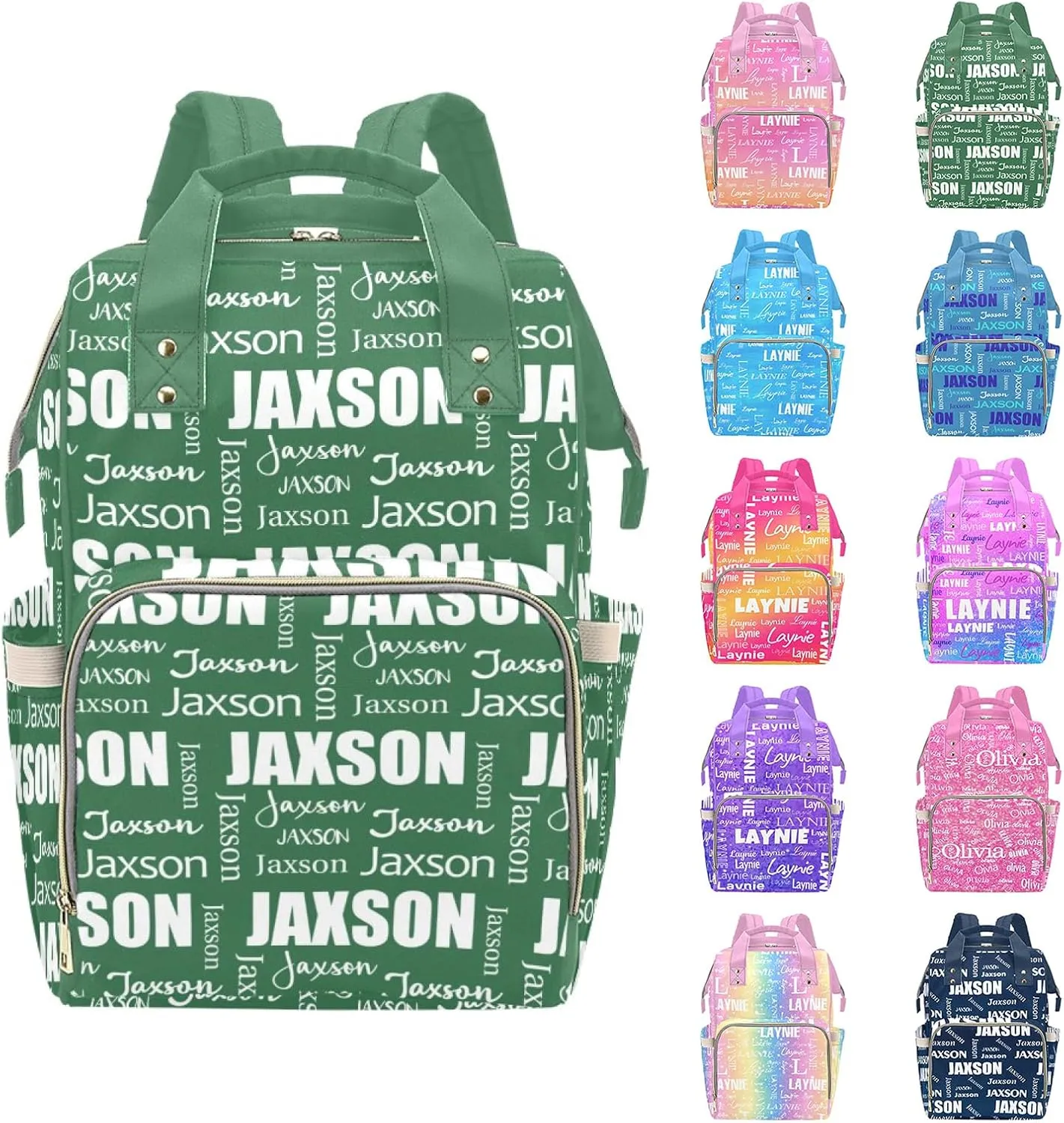 Customized Name Diaper Bag for Mom, Personalized Monogram Diaper Backpack for Mama Mommy Maternity, Large Capacity Nappy Bag for Baby Girls Boys, Travel Shoulder Bag for Women