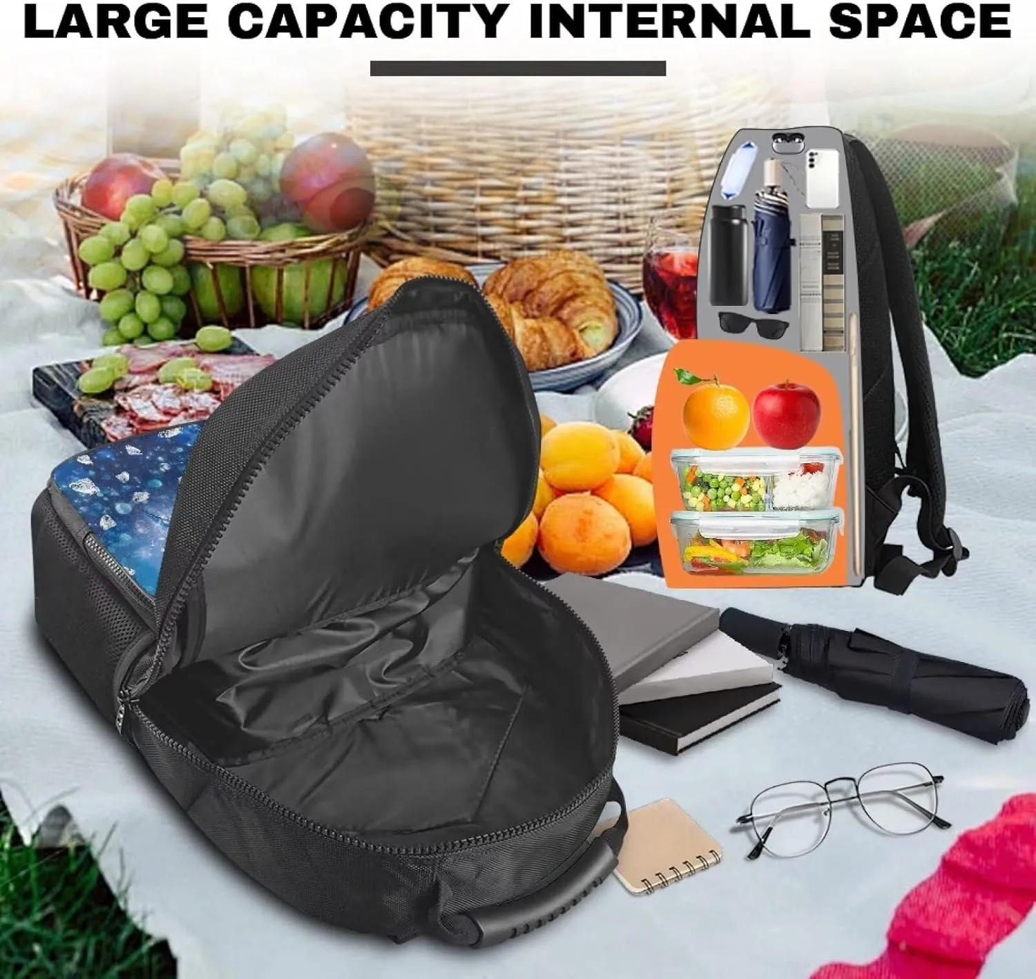 Customized Name Kids Backpack with Insulated Lunch Box, 17.3 Inch 2-in-1 School Bag, Durable Polyester, Front Lunch Compartment, Side Pockets, Suitable for Travel & Outdoor, Dolphin Print
