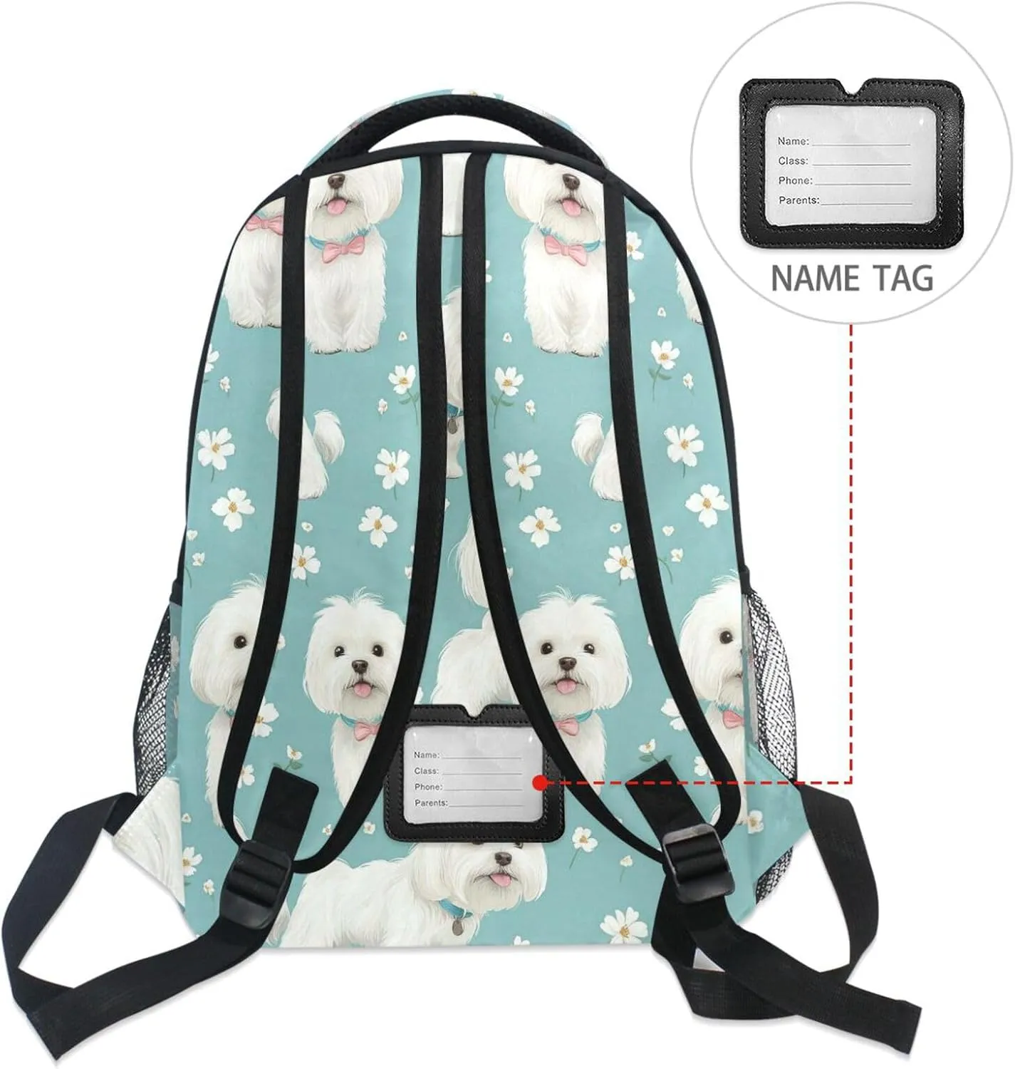 Cute Backpack for Teens Boys Girls Fashion Sports Backpack with Chest Strap Gift Men & Women Cartoon Sweet Dog Turquoise