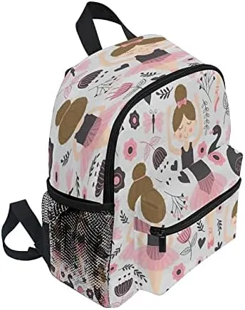 Cute Ballerina Girl Toddler Backpack, Student School Bag for Boys Teen Girls Kids