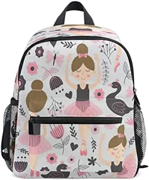 Cute Ballerina Girl Toddler Backpack, Student School Bag for Boys Teen Girls Kids