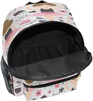 Cute Ballerina Girl Toddler Backpack, Student School Bag for Boys Teen Girls Kids