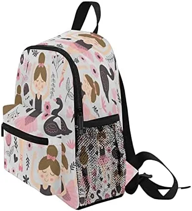 Cute Ballerina Girl Toddler Backpack, Student School Bag for Boys Teen Girls Kids