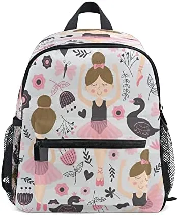 Cute Ballerina Girl Toddler Backpack, Student School Bag for Boys Teen Girls Kids