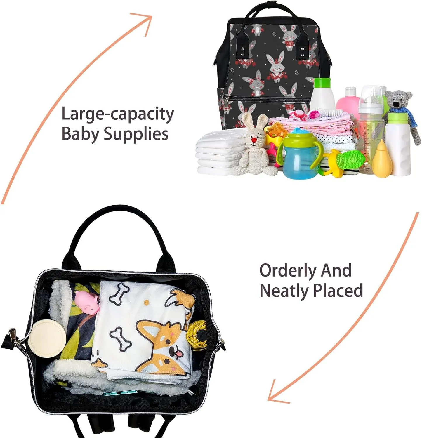 Cute Bunny Scar Diaper Bag Backpack Waterproof Backpack Baby Nappy Changing Bag for Travel Large Capacity Durable and Stylish for Woman