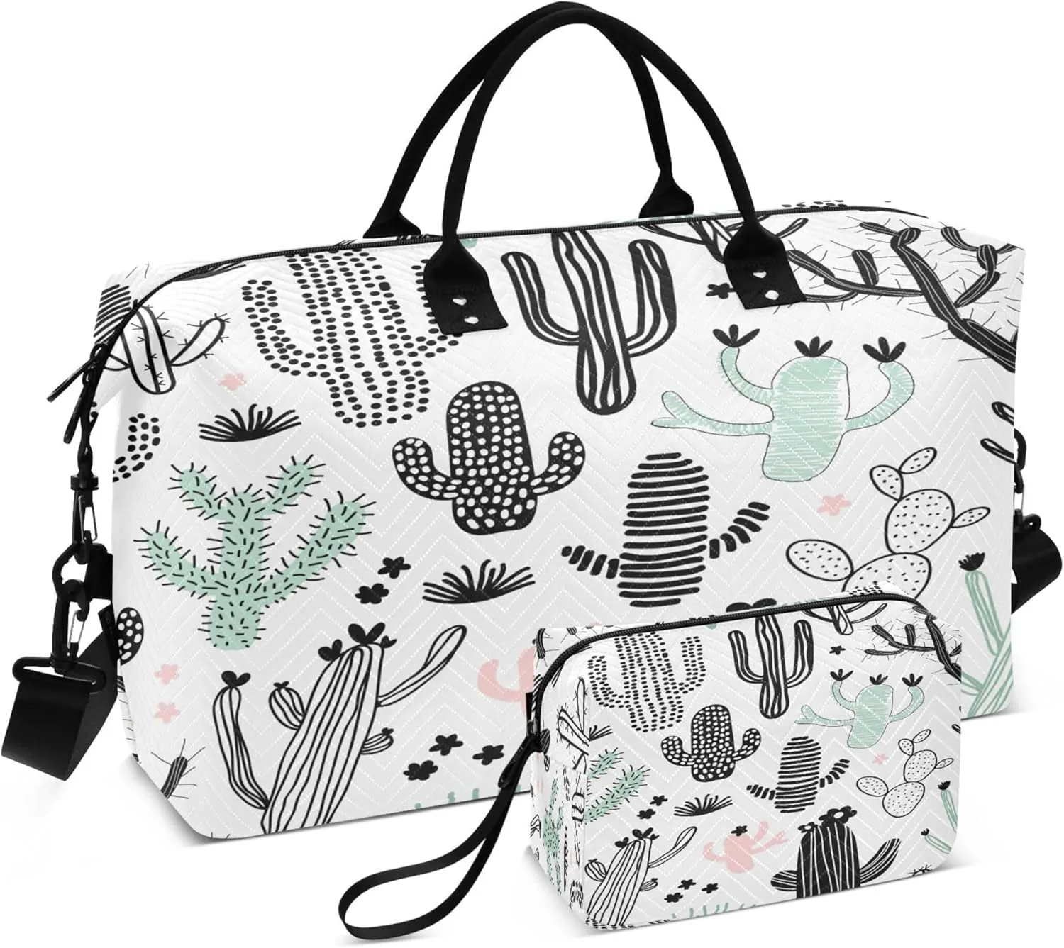 Cute Cactus Travel Duffel Bag for Women Weekend Overnight Dag with Toiletry Bag, Luggage Bag for Travel, Sport, Gym