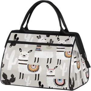 Cute Camel Llama Alpaca Cactus Travel Duffel Bag Sports Travel Duffel Bag Waterproof Durable Large Gym Tote Bag Weekender Overnight Bag for Women Travel Gym Yoga