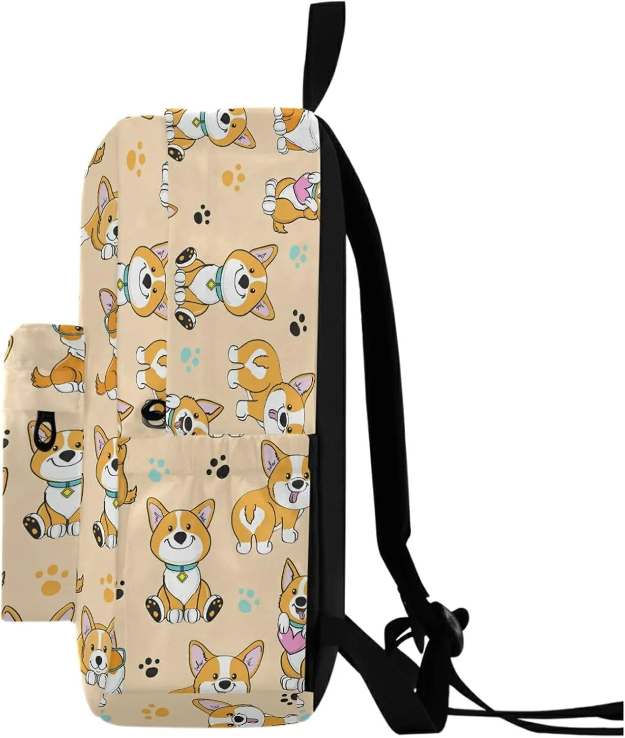 Cute Cartoon Funny Corgi Dogs Casual Polyester Computer Backpack Large Daypack for Business Sport Travel School Bookbags