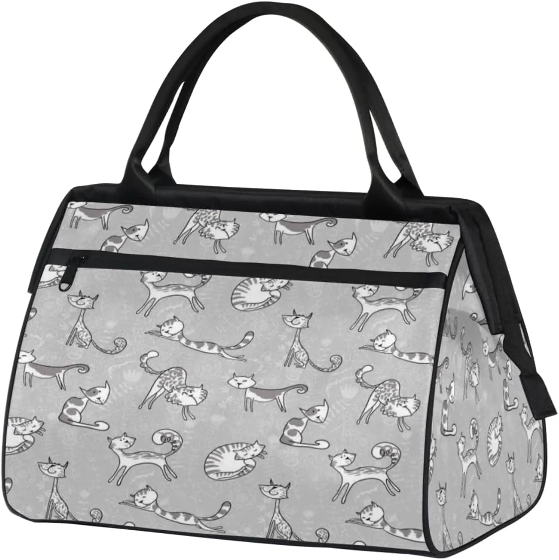 Cute Cat And Dog Cartoon Sketch Travel Duffel Bag Sports Travel Duffel Bag Waterproof Durable Large Gym Tote Bag Weekender Overnight Bag for Women Travel Gym Yoga