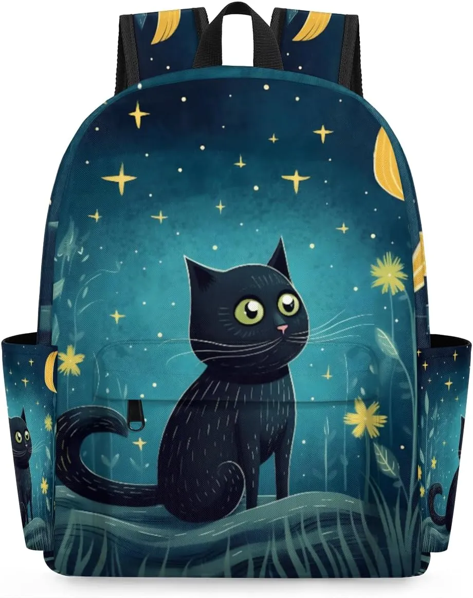 Cute Cat Kids Backpack for Boys Girls Star Flower Preschool Toddler Backpack Kindergarten Nursery Bookbag Travel Children Lightweight School Bag