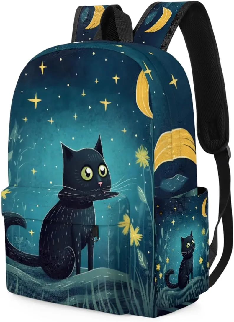 Cute Cat Kids Backpack for Boys Girls Star Flower Preschool Toddler Backpack Kindergarten Nursery Bookbag Travel Children Lightweight School Bag