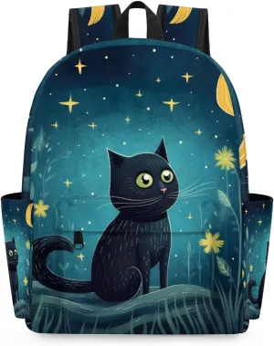 Cute Cat Kids Backpack for Boys Girls Star Flower Preschool Toddler Backpack Kindergarten Nursery Bookbag Travel Children Lightweight School Bag