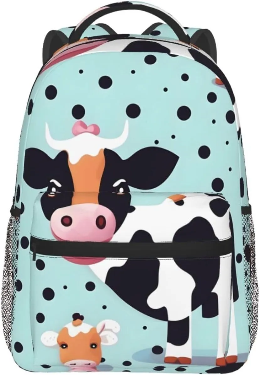 Cute Cow Polka Dot print Lightweight Bookbag Casual Laptop Backpack for Men Women College backpack