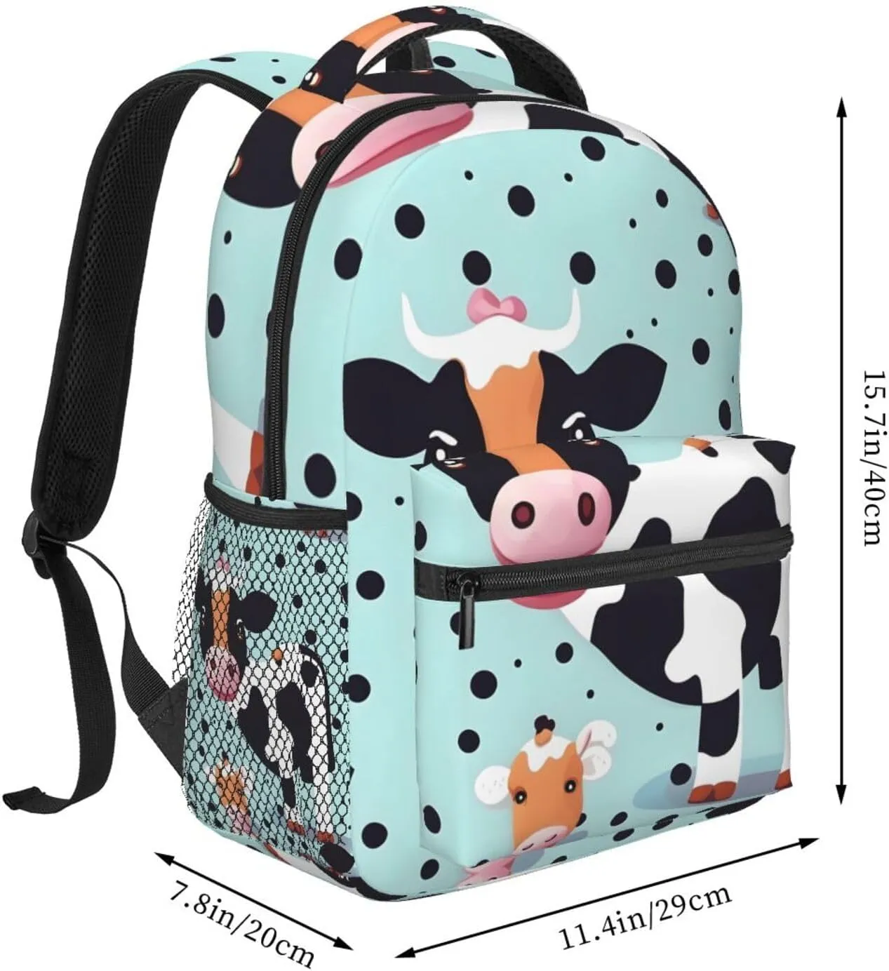 Cute Cow Polka Dot print Lightweight Bookbag Casual Laptop Backpack for Men Women College backpack