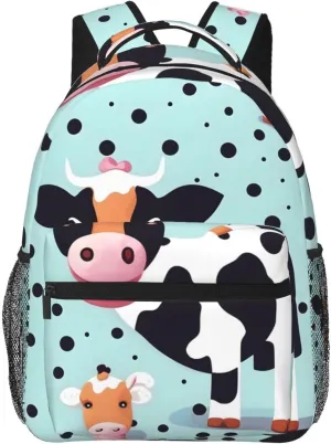 Cute Cow Polka Dot print Lightweight Bookbag Casual Laptop Backpack for Men Women College backpack
